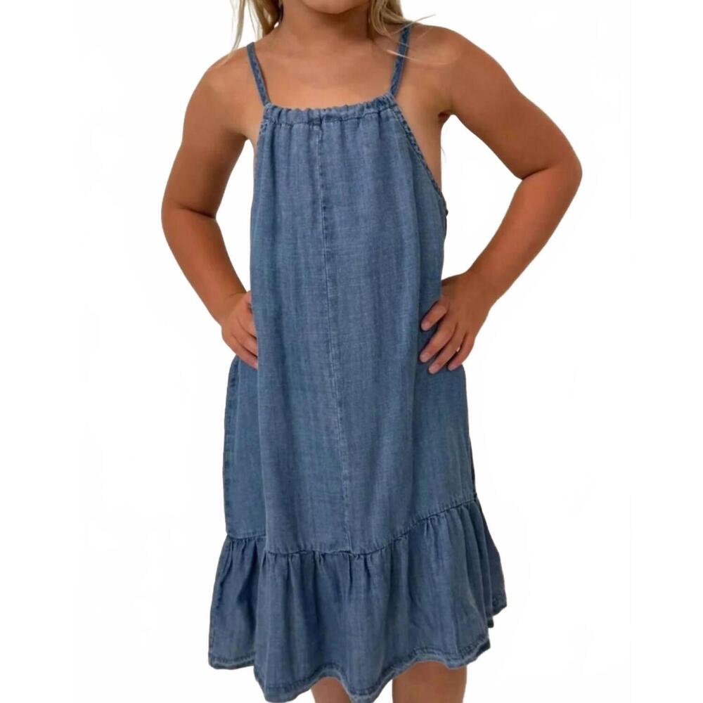 NEW SAGE & CLARE girls' denim dress in indigo